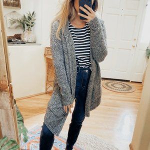 Athleta Mill Valley Grey Boucle Hooded Cardigan Merino Wool & Yak Hair